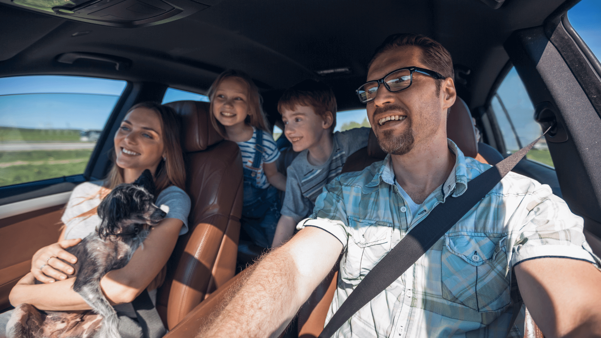 family in car