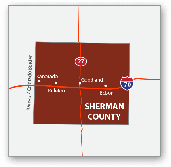 map close-up sherman county location